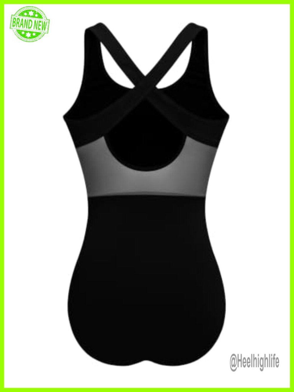 Womens Ballet Leotard Mesh Tank Dance Gymnastics Sleeveless Crisscross Back